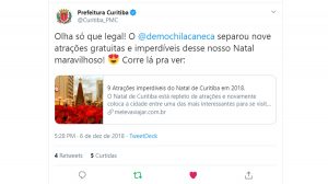 MLV no Twitter da Prefeitura de Curitiba. MLV no Twitter da Prefeitura de Curitiba.