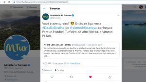 MLV no Twitter do Ministério do Turismo. MLV no Twitter do Ministério do Turismo.