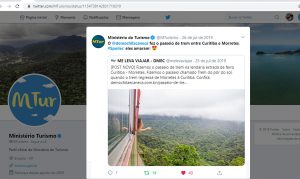 MLV no Twitter do Ministério do Turismo. MLV no Twitter do Ministério do Turismo.