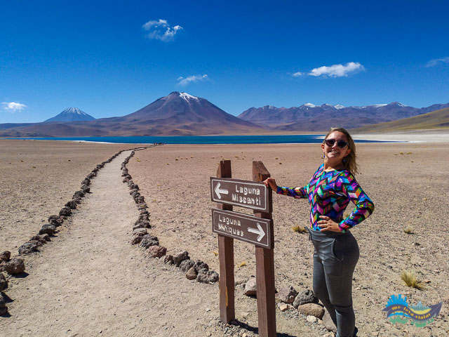 Lagunas Altiplanicas - placa indicativa mostrando as duas lagoas