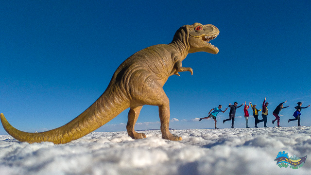 Foto em perspectiva no Salar de Uyuni